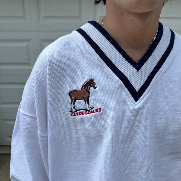 Vintage 90s Men's Clydesdale Horse V-Neck Crewneck Size XXL - Picture 2 of 6